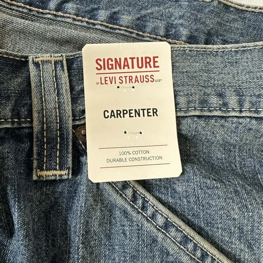 NWT Signature By Levi Strauss‎ Men's 100% Cotton Carpenter Jeans 30x32 Blue